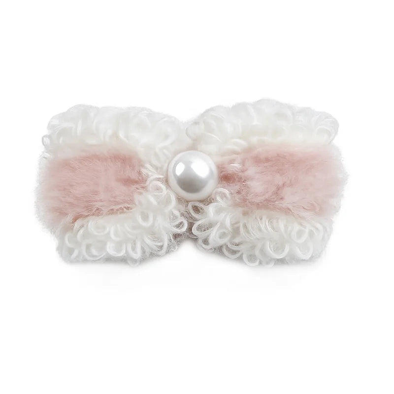 Fashion Bowknot Sweet Imitation Pearl Hair Clips for Girls Elegant Fluffy Cute Banana Clips for Women Ladies Accessories Chic