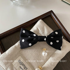 Girls Black Large Dots Bowknot Barrette Clips Elegant Fashion Wholesale in Stock Hairpins Accessories for Kids Daily School Use