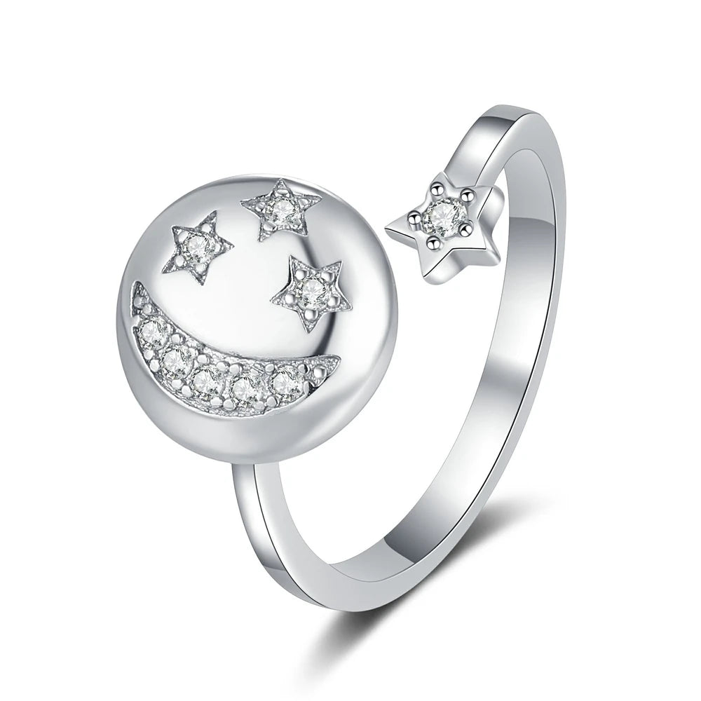 Hot Sale Rotating Rings Open Four-leaf Clover Zircon Star Ring Women's Stress-relieving Fashionable Cute Accessories Wholesale
