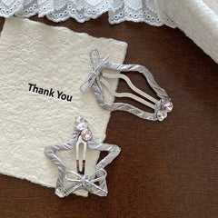 Solid Silver Kids Hairpins Star Cloud Shape Rhinestone Snap Clips Fashion Sparkling Alloy Stock Hairpin Accessories for