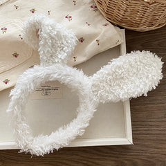 Women Pink White Rabbit Ear Large Hairbands Sweet Fashion Chic Fluffy Wholesale in Stock Headbands Accessories for Female Daily