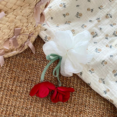 Girl Flower Ribbon Solid Color Large Hair TIes Sweet Fashion Ponytail Holder in Stock Scrunchies Accessories for Kids Children