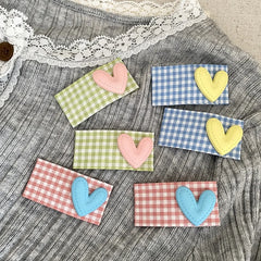 Kids Grid Heart Decorative Rectangle Snap Clips Fashion Sweet New Design in Stock Hairpins Accessory for Children Daily Causal