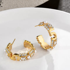 Fashionable Earrings Women Small Glitter Zircon Digital 5 Luxury High-end Unique Ear Ring for Daily Wear Ear Jewelry Accessory