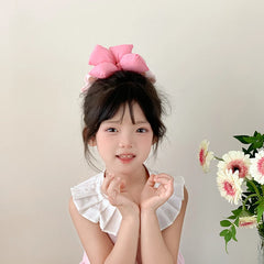 Kids Bowknot Pink Large Hair Ties Thick Thin Hair Sweet Fashion Wholesale in Stock Scrunchies Accessories for Children Daily Use