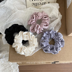 Elegant Solid Color Fabric Scrunchies Graceful Handmade Vintage Style Hair Ties for Women High Elastic Large Daily Use Accessory