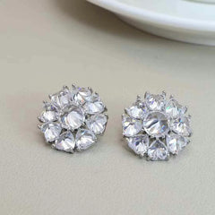 Flower Fashion Simple Classic Stud Earrings for Girls Rhinestone Art Deco Sweet Jewellry for Women Ladies Accessories Chic
