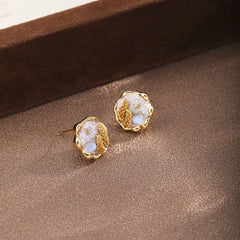 Fashion Glitter Glass Copper 18K Gold Plated Stud Earrings for Girls Sweet Elegant Jewelry for Women Ladies Wholesale Bulk