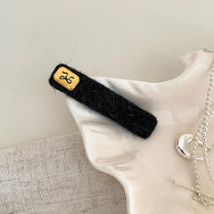 Female Blue Black Solid Colored Mental Bowknot Decorative Rectangle Snap Clips Fashion Elegant in Stock Hairpins Accessories