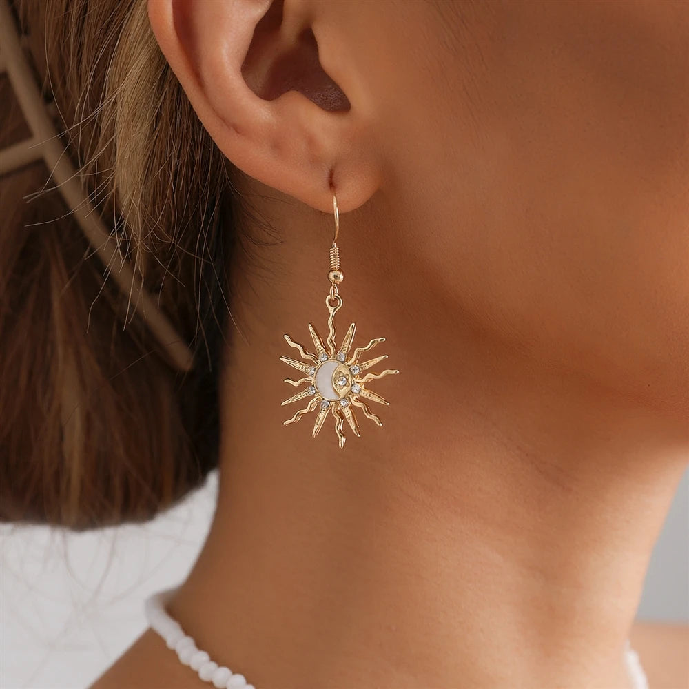 Fashion Simple Beads Sun Sweet Necklaces for Girls Trendy Elegant Earrings Jewelry Suits Sets for Women Ladies Accessories