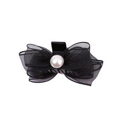 Hot Sale Elegant Small Hair Claw Clips for Women Black Solid Color Imitation Pearl Bowknot Hairpins Fashion Accessory for Daily
