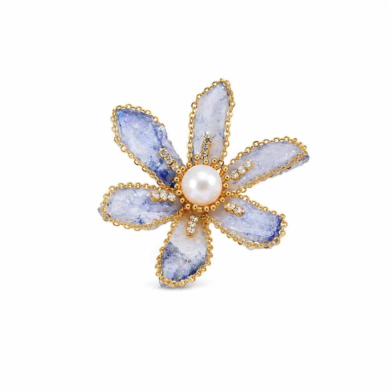 Fashion Natural Stone White Zircon Abalone Shell Flower Butterfly Brooches for Girls Jewelry for Women Ladies Wholesale Bulk