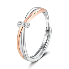 Double Knot Couple Rings Women's Twisted Two Colors Simple Elegant Light Luxury Open Rings Fashion Jewelry Accessories Wholesale