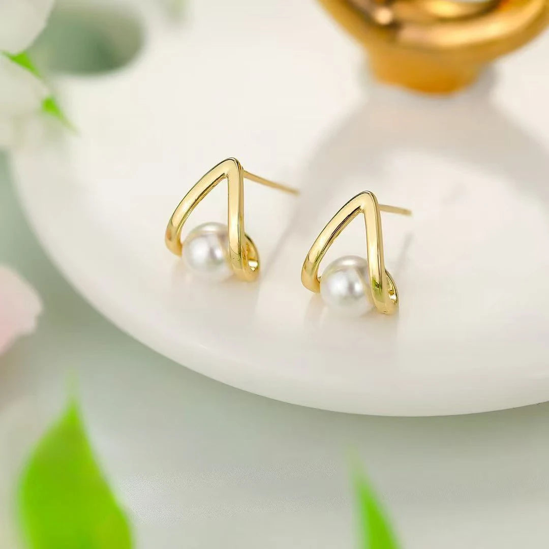 Ladies Hot Sale Imitation Pearl Small Stud Earring Trendy Fashion Elegant Simple Wholesale Jewelry Accessories for Women Daily
