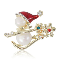 Fashion Snowman Snowflake Christmas Lustrous Brooches for Girls Stylish Trendy Pins Jewelry for Women Lady Accessories Hot Sale