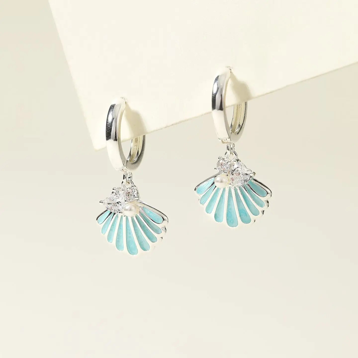 Fashion Trendy Classic Imitation Pearl Drop Earrings for Girls Ocean Blue Shell Sea Jewelry for Women Ladies Accessories Chic