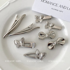 Women Butterfly Bowknot Silver Metal Small Alligator Clips Fashion Elegant Wholesale in Stock Hairpins Accessories for Female