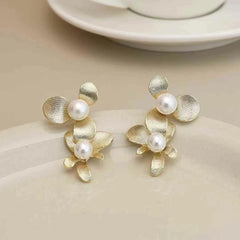 Female Bow Flower New Design Imitation Pearl Small Drop Earring Elegant Glamorous Luxurious Bulk Jewelry Accessories for Holiday