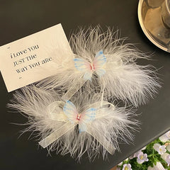 Luxurious Baby Girls Hair Clips Sweet Bowknot Feather Style Cute Princess Alligators Alloy Fabric Hair Accessories for Party