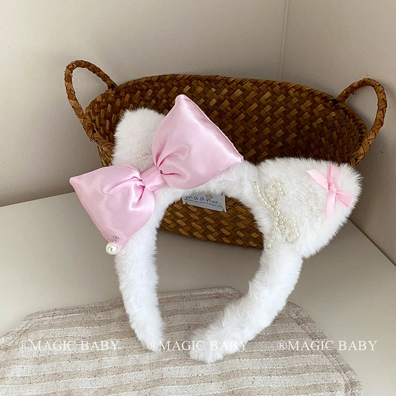 Fashion Animals Cat Bowknot Head Band for Baby Girls Cute Sweet Trendy Hair Band for Kids Children Hair Accessories in Stock