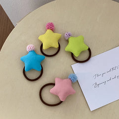 2025 Hot Sale Kids Star Solid Colored Elastic Hair Ties Fashion Sweet Beauty Wholesale in Stock Scrunchies Accessories for Girls