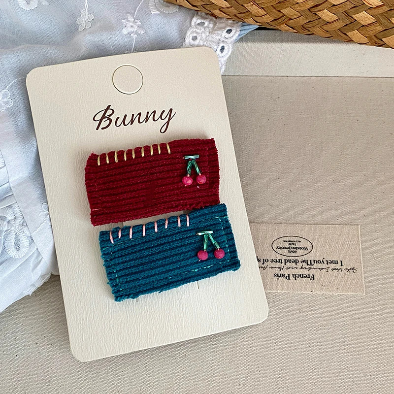 Fashion Elegant Vintage Cherry Hair Clips for Baby Girls Fruits Square Snap Clips for Kids Children Hair Accessories in Stock