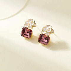 Female Butterfly Shape Shell Rhinestone Crystal Small Stud Earring Fashion Sweet Cute High Quality Jewelry Accessories for Daily