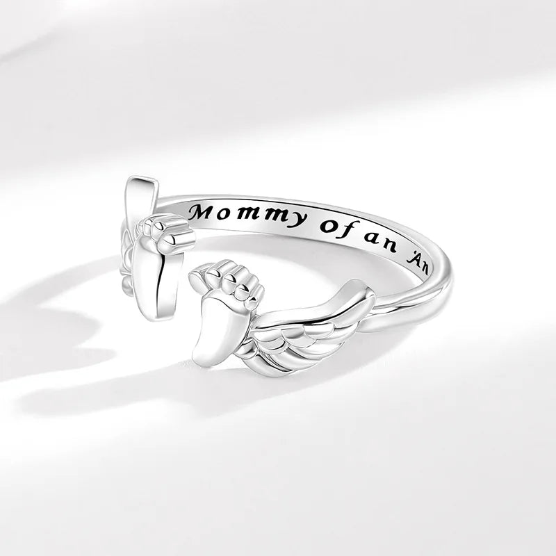 Europe and America Hotseller Rings for Moms Copper Sweet Warm Elegant Design Ring Baby Footprint Fashion Accessories Wholesale