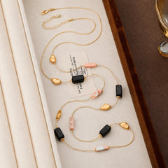 Unisex Gold Chain Wooden Cylinder Copper Beads Natural Stone Necklace Fashion Charms Dainty Low MOQ in Stock Jewelry for Daily
