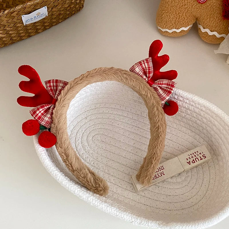 2025 Christmas Bowknot Deer Head Band for Baby Girls Cute Sweet Festive Hair Band for Kids Children Hair Accessories in Stock