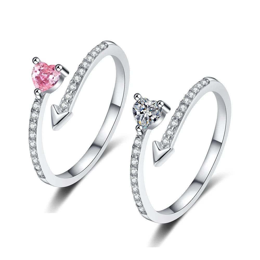 Korean Simple Heart-shaped Rings Women's Fashion Zircon Love Couple Ring InstaStyle Light Luxury Jewelry Accessories Wholesale