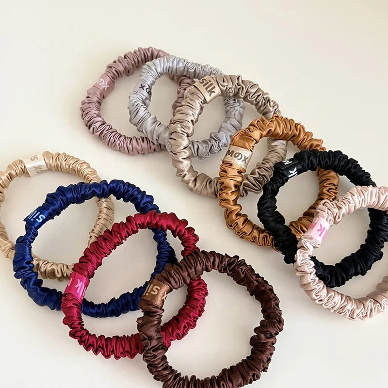 Fashion Trendy Stylish 100% Silk Scrunchies for Girls Soft Smooth Sweet Hair Ties for Women Ladies Hair Accessories in Stock