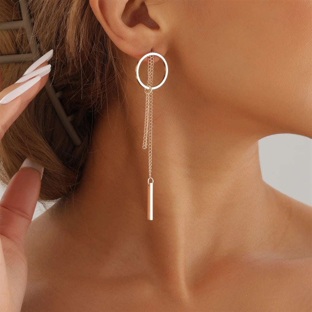 Fashion Simple Tassel Minimalistic Drop Earrings for Girls Hoop Art Deco Jewelry for Women Ladies Accessories Chinese Supplier