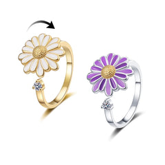 Fashion Rotatable Daisy Flower Rings Women's Opening Adjustable Stress-relief Elegant Cute Rings Accessories Wholesale Hot Sales