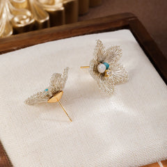Fashion Luxury Copper Wire Crochet 18K Gold Earrings for Girls Vintage Artisan Work Jewelry for Women Ladies Wholesale Bulk