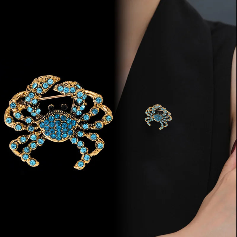 Fashion Crab Glitter Rhinestone Sparking Brooches for Girls Animals Pins Jewelry for Women Ladies Accessories Chinese Supplier