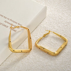 Korean-style Plain Square Earrings Bezel Polka Dot Brushed Hoop Earrings High-end Niche Design Elegant Large Simple Accessories