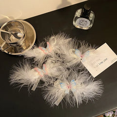 Luxurious Baby Girls Hair Clips Sweet Bowknot Feather Style Cute Princess Alligators Alloy Fabric Hair Accessories for Party
