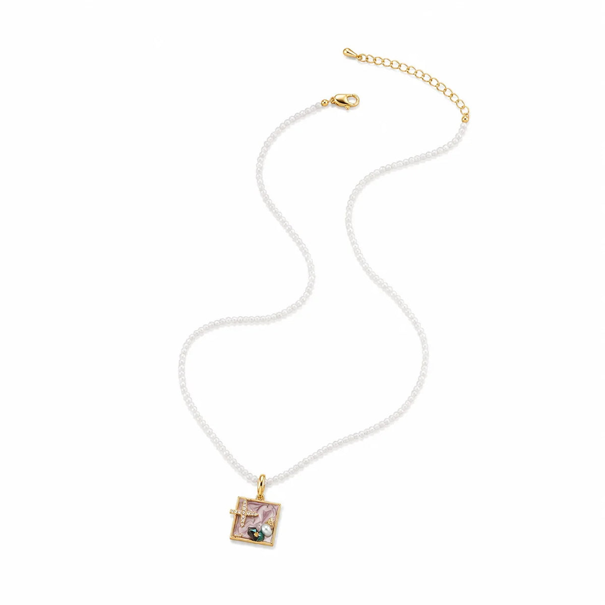 Fashion Clear Quartz Copper 18K Gold Necklaces for Girls Sweet Beads Jewelry for Women Ladies Wholesale Bulk China Factory