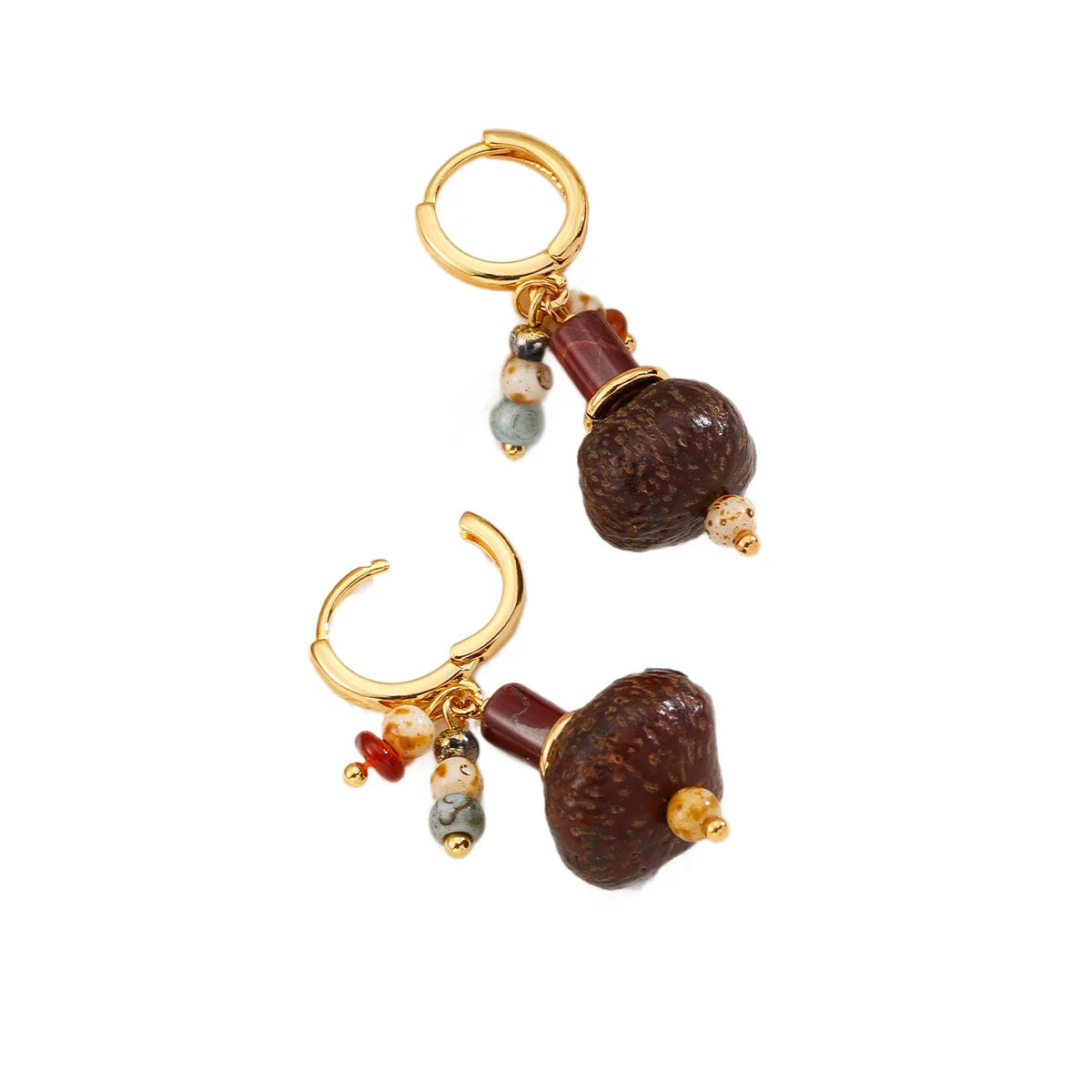 Women Retro Bodhi Seeds Natural Stone 18k Gold-plated Earring Charms Dainty Low MOQ Factory Price Jewelry for Female Daily
