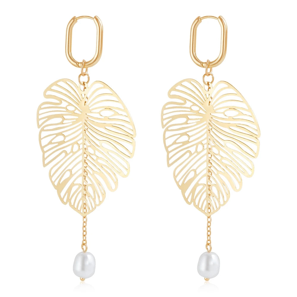 Fashion Sweet Leafs Trendy Elegant Drop Earrings for Girls Stylish Dainty Glamorous Graceful Jewelry for Women Ladies Accessory