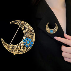 Fashion Glitter Moon Sparkle Vintage Dainty Brooches for Girls Elegant Retro Pins Jewelry for Women Ladies Accessories Wholesale