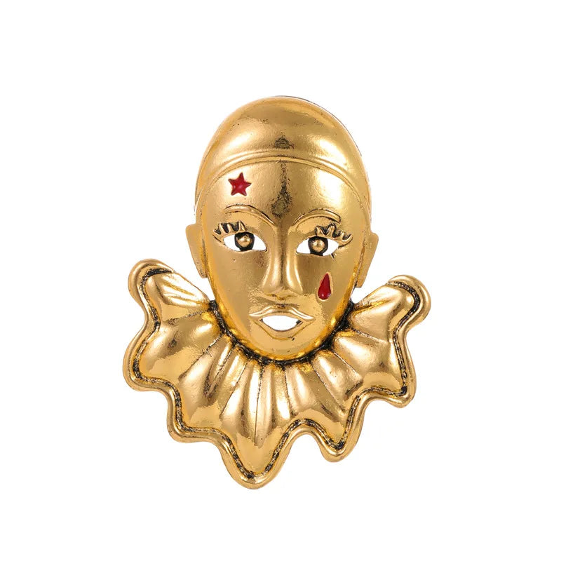 Fashion Trendy Alloy Mental Masks Brooches for Girls Elegant Charms Glamorous New Design Pins Jewelry for Women Ladies Accessory