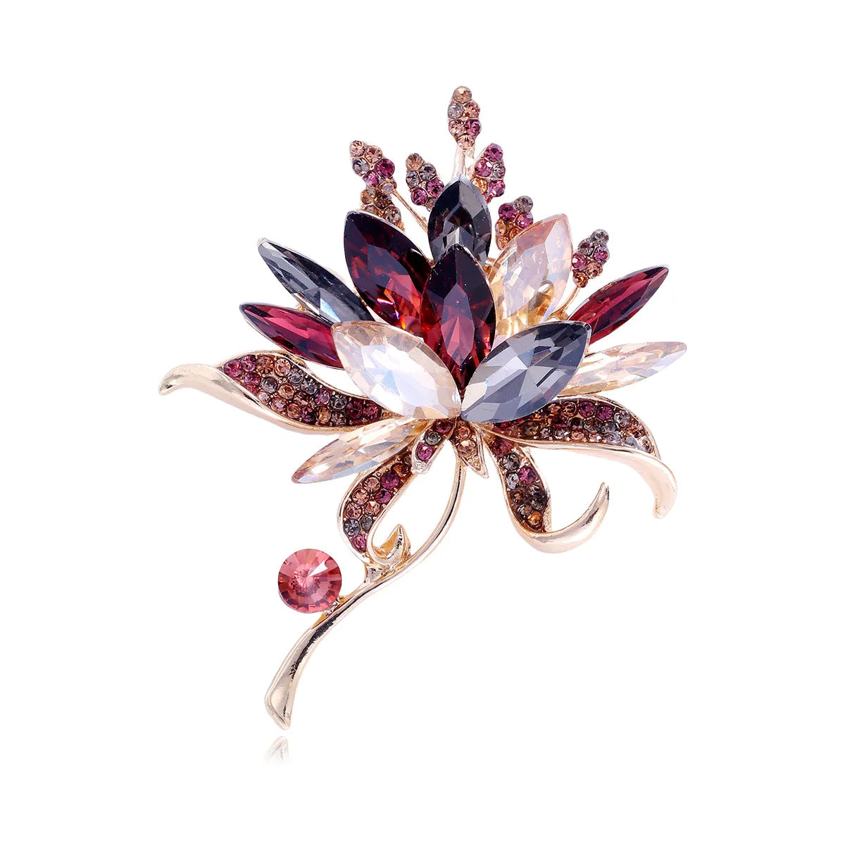 Fashion Vintage Glitter Sparkle Retro Flowers Floral Brooches for Girls Elegant Pins Jewelry for Women Ladies Accessories