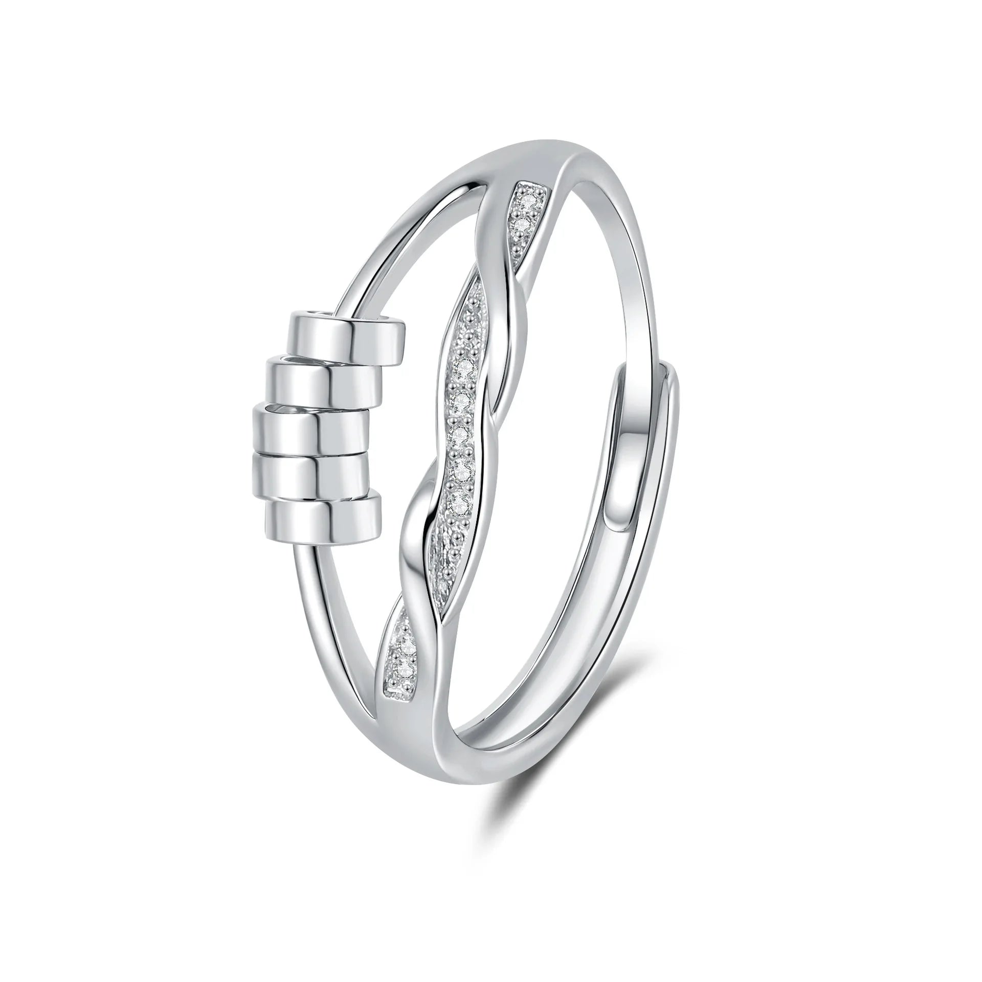 Magic Crown Rotating Bead Rings Stress Relief and Anxiety Fashion Trendy Heart Open Setting Rings Unisex Accessories Wholesale