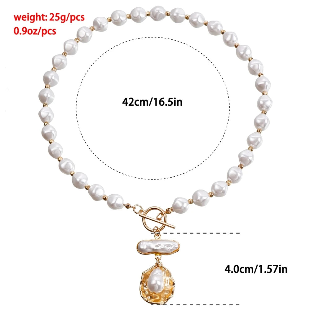 Fashion Imitation Pearl Beads Sweet Necklaces for Girls Elegant French Style Glamorous Charms Jewelry for Women Lady Accessories