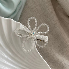 White Solid Color Flower Glitter Hair Clips for Girls Simple Minimalistic Sparkle Alligators for Women Ladies Hair Accessories