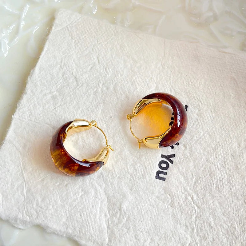 Fashion Resin Simple Hoop Earrings for Girls Sweet Elegant Jewelry for Women Ladies Wholesale China Manufacturer Low MOQ Bulk