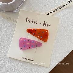 Wholesale Kids Hairpins Accessories Candy Color Dots Triangle Shape Snap Clips Alloy 5cm Sweet Fashion for Children's Daily