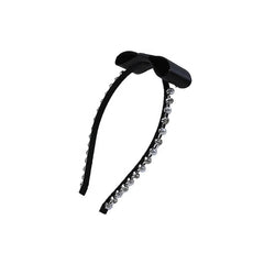 Hot Sale Women's Black Bowknot Rhinestone Headbands Graceful Fashion Wholesale Stock Hair Accessories for Daily Use